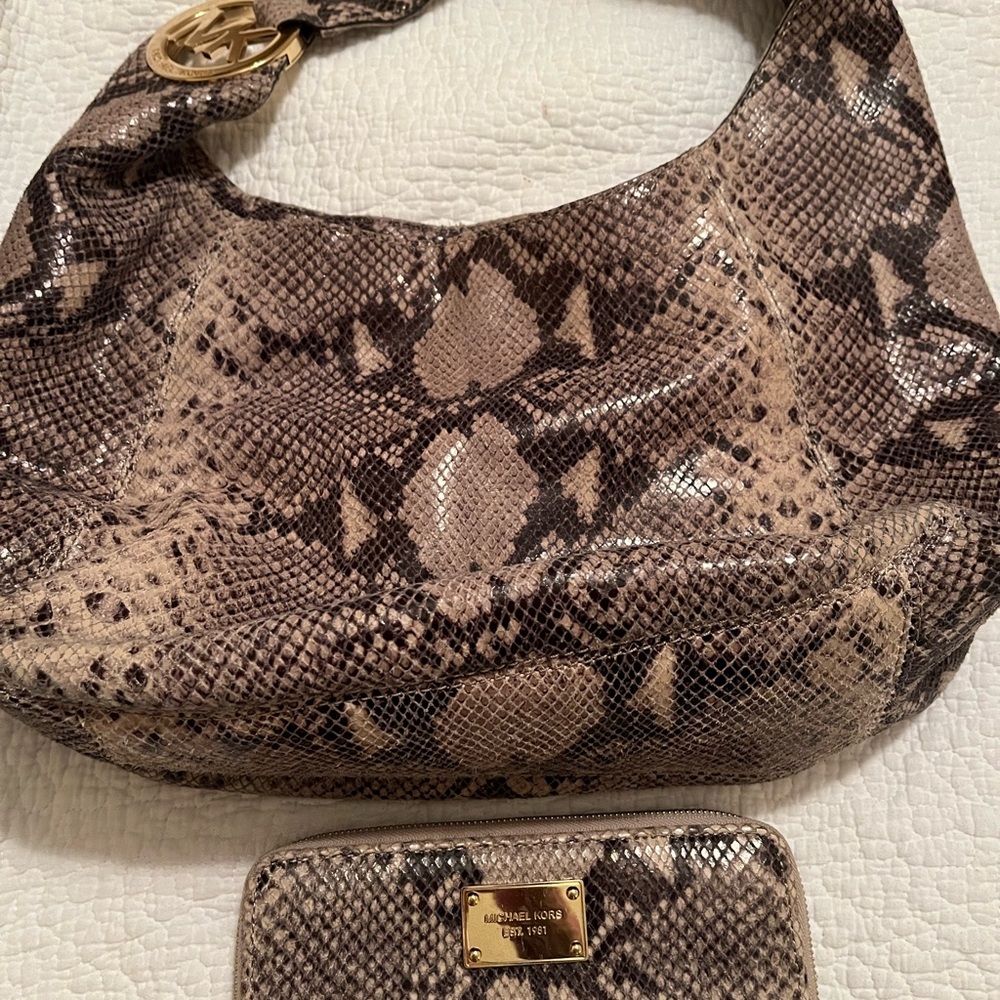 Authentic Michael Kors Python Hobo w/matching Zip Wallet(orig sold separately).